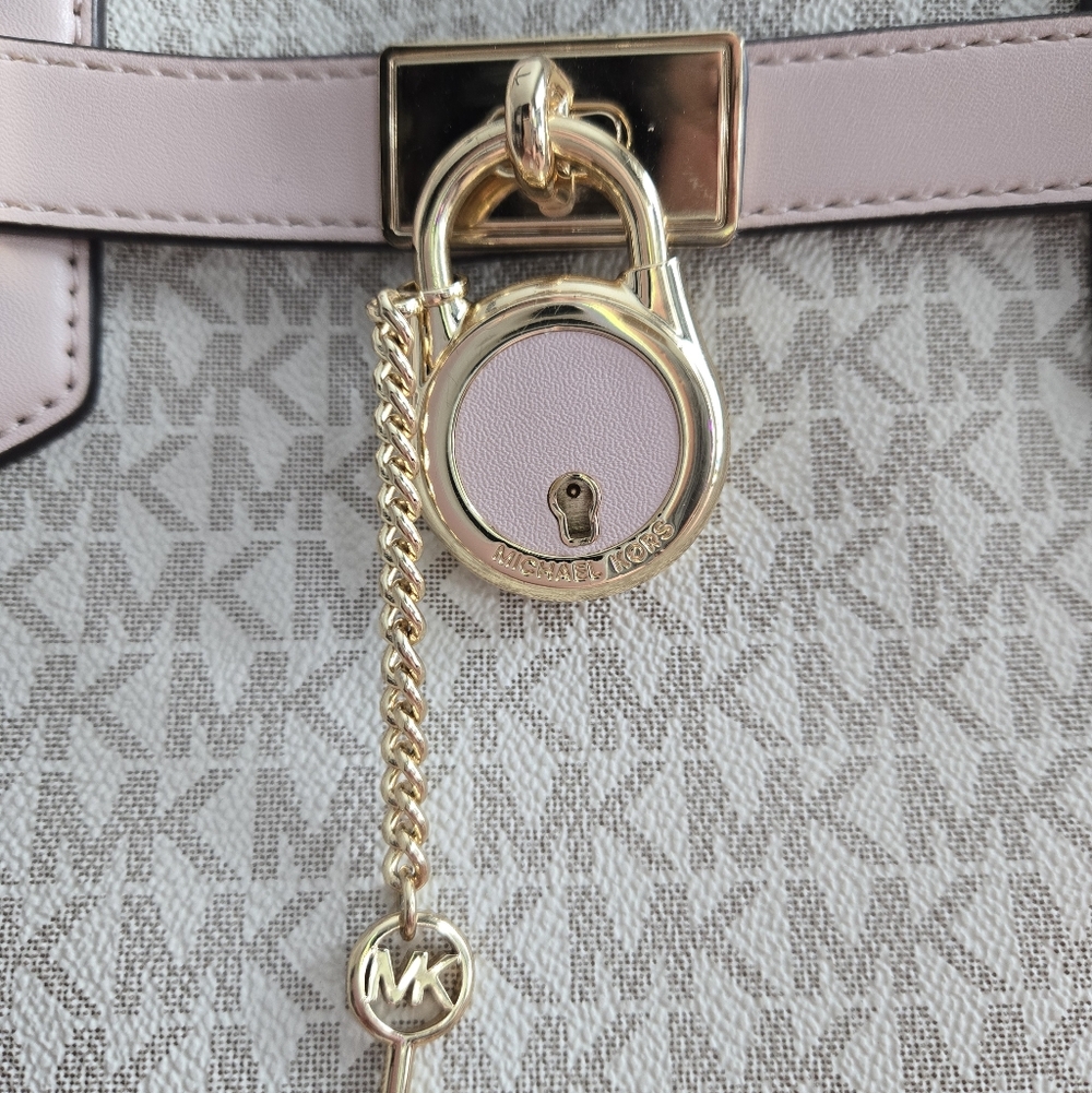 Michael Kors Beige and Pink Hamilton Satchel and Jet Set Travel Wallet Set - Picture 5 of 16